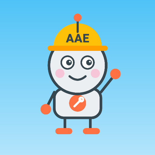 Mini Mühendis oyunu — baretli robot maskot AAE